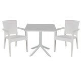 Set de gradina masa si scaune Groovy-Halcyon set 3 piese, alb, 80x80x74 cm