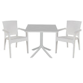 mobilier de gradina Set de gradina masa si scaune Groovy-Halcyon set 3 piese alb 80x80x74 cm