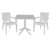 mobilier de gradina Set de gradina masa si scaune Groovy-Halcyon set 3 piese alb 80x80x74 cm