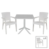 Set de gradina masa si scaune Groovy-Halcyon set 5 piese, alb, 80x80x74 cm