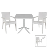mobilier de gradina Set de gradina masa si scaune Groovy-Halcyon set 5 piese alb 80x80x74 cm