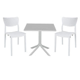 Set de gradina masa si scaune Groovy-Ignite set 3 piese, alb, 80x80x74 cm