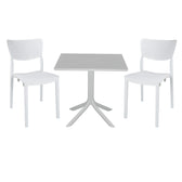 mobilier de gradina Set de gradina masa si scaune Groovy-Ignite set 3 piese alb 80x80x74 cm