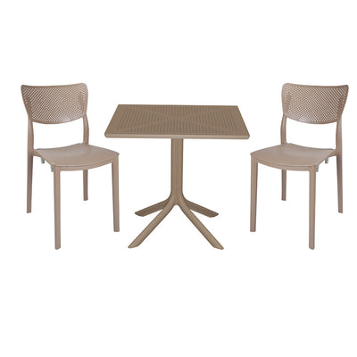 mobilier de gradina Set de gradina masa si scaune Groovy, Ignite set 3 piese cappuccino 80x80x74 cm