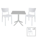 mobilier de gradina Set de gradina masa si scaune Groovy-Ignite set 5 piese alb 80x80x74 cm