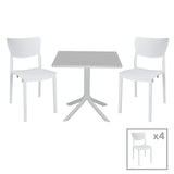 Set de gradina masa si scaune Groovy-Ignite set 5 piese, alb, 80x80x74 cm