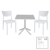 mobilier de gradina Set de gradina masa si scaune Groovy-Ignite set 5 piese alb 80x80x74 cm