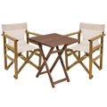 mobilier de gradina Set de gradina masa si scaune Retto 3 bucati din lemn masiv de fag nuc, PVC bej 60x60x71 cm