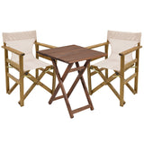 Set de gradina masa si scaune Retto 3 bucati din lemn masiv de fag nuc, PVC, bej, 60x60x71 cm