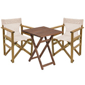 mobilier de gradina Set de gradina masa si scaune Retto 3 bucati din lemn masiv de fag nuc, PVC bej 60x60x71 cm