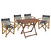 mobilier de gradina Set de gradina masa si scaune Retto 5 bucati din lemn masiv de fag nuc, PVC negru 80x60x72 cm