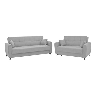 canapea Set de living 2 piese Lincoln, Gri deschis 85x225 cm