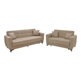 canapea Set de living 2 piese Modesto din tesatura, maro deschis 85x215 cm
