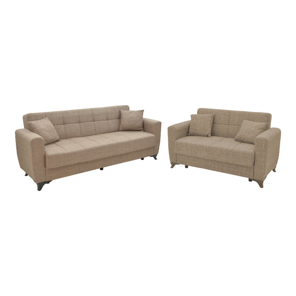 Set de living 2 piese Modesto din tesatura, maro deschis, 85x215 cm