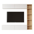 Set de living Compo montat pe perete, alb-Natural, 169x26x144 cm, detaliu produs
