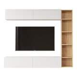 Set de living Compo montat pe perete, alb-Natural, 169x26x144 cm