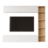 Set de living Compo montat pe perete, alb-Natural, 169x26x144 cm, detaliu produs