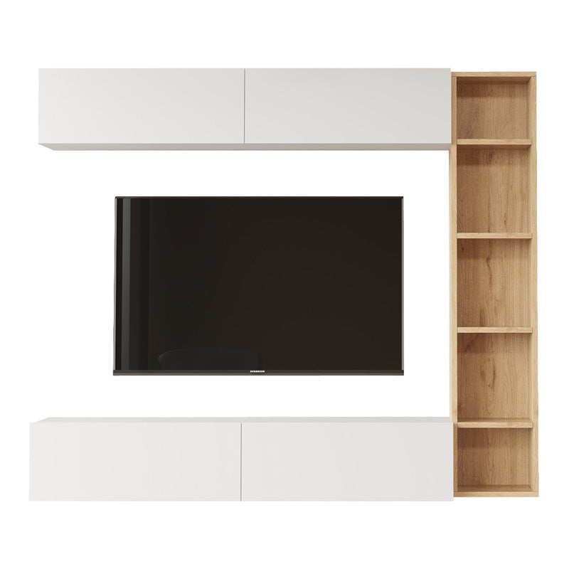 Set de living Compo montat pe perete, alb-Natural, 169x26x144 cm, detaliu produs