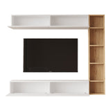 Set de living Compo montat pe perete, alb-Natural, 169x26x144 cm