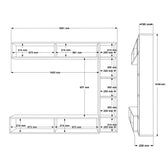 Set de living Compo montat pe perete, alb-Natural, 169x26x144 cm, foto produs