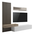 Set de living Litende cu Riflaj, Alb-sonoma, 249x42x199 cm, imagine suplimentara