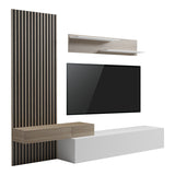 Set de living Litende cu Riflaj, Alb-sonoma, 249x42x199 cm