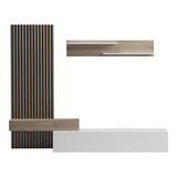 Set de living Litende cu Riflaj, Alb-sonoma, 249x42x199 cm