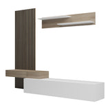 Set de living Litende cu Riflaj, Alb-sonoma, 249x42x199 cm