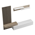 Set de living Litende cu Riflaj, Alb-sonoma, 249x42x199 cm, foto produs