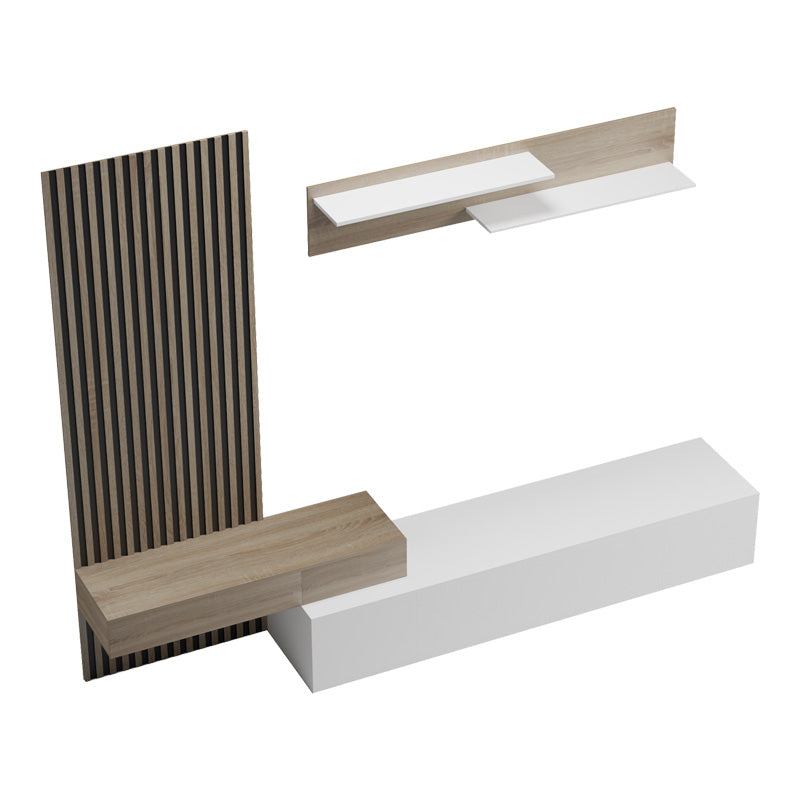 Set de living Litende cu Riflaj, Alb-sonoma, 249x42x199 cm