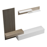 Set de living Litende cu Riflaj, Alb-sonoma, 249x42x199 cm, foto produs