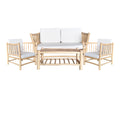 Set de living Mayorka set de 4 perne din lemn de tec Natural alb