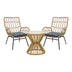 Set de living Naoki-Mabil de 3 piese din ratan Natural si metal negru 50x50 cm