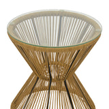 Set de living Naoki-Mabil de 3 piese din ratan Natural si metal, negru, 50x50 cm