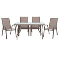 Set de luat masa 5 piese Ensure-Calan metal-sticla, Maro, 140x80x70 cm, imagine suplimentara