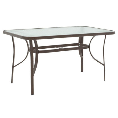 Set de luat masa 5 piese Ensure-Calan metal-sticla, Maro, 140x80x70 cm, foto produs