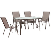 mobilier de gradina Set de luat masa 5 piese Ensure-Calan metal-sticla 140x80x70 cm