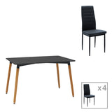Set de Masa 5 piese Natali-Parker facut culori, negru-Natural, 120x80x76 cm