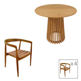 Set de Masa 5 piese Noody-Kenda din lemn de tek, Natural, D80x75 cm