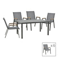 mobilier de gradina Set de Masa Azelie-Kliton 7 piese din tesatura antracit-aluminiu antracit 77x55x94 cm
