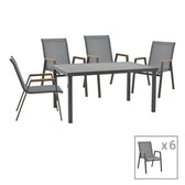 mobilier de gradina Set de Masa Azelie-Kliton 7 piese din tesatura antracit-aluminiu antracit 77x55x94 cm
