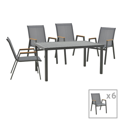 mobilier de gradina Set de Masa Azelie-Kliton 7 piese din tesatura antracit-aluminiu antracit 77x55x94 cm