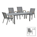 mobilier de gradina Set de Masa Azelie-Lafla 7 piese, din tesatura antracit-aluminiu antracit 77x55x94 cm