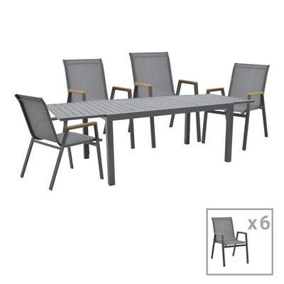 mobilier de gradina Set de Masa Azelie-Lafla 7 piese, din tesatura antracit-aluminiu antracit 77x55x94 cm