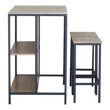 Set de masa bar Bailon Stejar cu metal, negru, 100x60x95 cm