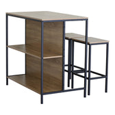 Set de masa bar Bailon Stejar cu metal, negru, 100x60x95 cm, perspectiva suplimentara