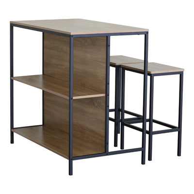 Set de masa bar Bailon Stejar cu metal, negru, 100x60x95 cm, perspectiva suplimentara