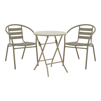 mobilier de gradina Set de masă cu funcție dining Albero-Tade, Metal, 60x70 cm, 3 piese, Șampanie