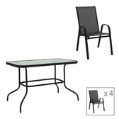 mobilier de gradina Set de masă cu scaune Valor-Calan, Metal/ Sticlă/ Textilenă, 110x60x70 cm