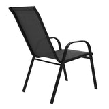 Set de masă cu scaune Valor-Calan, Metal/ Sticlă/ Textilenă, Negru, 110x60x70 cm